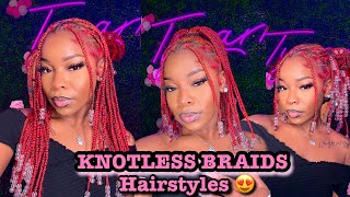 9 WAYS TO STYLE KNOTLESS BRAIDS with beads knotlessbraids  Tymarrahgi ✨ [upl. by Neddie165]