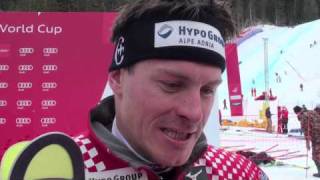 Ivica Kostelic interview amp podium after winning Wengen slalom [upl. by Nilat]