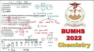 BUMHS Past Paper 2022  Chemistry  MDCAT Past Paper  SZAMBU Past Paper  Most Repeated Questions [upl. by Sauder984]