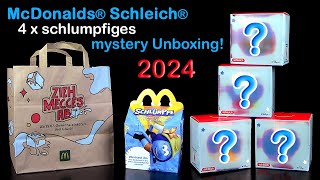 McDonalds ® Schleich ® Schlümpfe ™ 2024  4 x mystery Unboxing  Happy Meal ® [upl. by Farica]