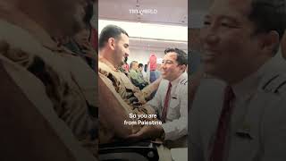 Indonesian pilot greets Palestinian passenger on plane [upl. by Naesad]