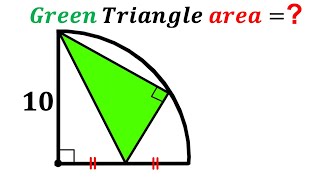 Can you find area of the Green shaded triangle  QuarterCircle  math maths  geometry [upl. by Carlee]