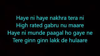 high rated gabru lyrics nawabzaade [upl. by Eicnahc]