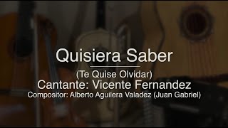 Quisiera Saber Te Quise Olvidar  Vicente Fernandez  Puro Mariachi Karaoke [upl. by Latoniah]