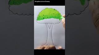 Tree 🌲🌳 drawing technique art draw reels viral love painting [upl. by Ybab]