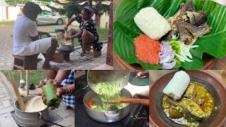 I Made The Authentic Ghana Banku With OkroOkra Stew For Our Last Day In Ghana sweetadjeley ghana [upl. by Nnalorac]