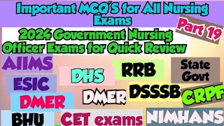 Part 19  20 Important MCQS  Nursing Question paper  Government Exam MCQs  Imp Questions [upl. by Eirrab529]