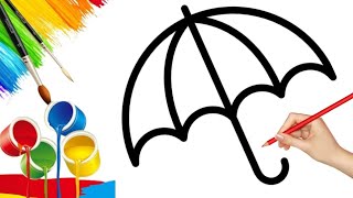 How to draw an umbrella  easy way draw umbrella drawing step by step [upl. by Acinnad]