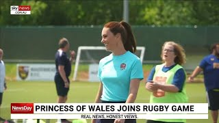 Princess of Wales joins England rugby players on the field [upl. by Humberto537]