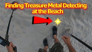 Finding Treasure Metal Detecting at the Beach [upl. by Leval]