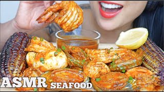 ASMR SEAFOOD BOIL PLATTER  PURPLE CORN EATING SOUNDS NO TALKING  SASASMR [upl. by Eeral]