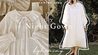 DIY Nightgown 🌘  Cottagecore Night Dress Sewing Tutorial With Pattern [upl. by Trip816]