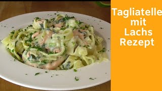 Tagliatelle mit Lachs und Spinat  Tagliatelle mit Lachs Rezept  Nudeln mit Lachs Sahnesoße [upl. by Aile]