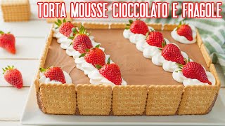 TORTA MOUSSE CIOCCOLATO E FRAGOLE Ricetta Facile  Fatto in Casa da Benedetta ad [upl. by Ewell]