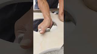 soft grinding block for trimming and deburring of rock slabs viralvideo woodworking tools shorts [upl. by Atinna394]