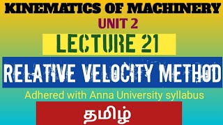 KINEMATICS OF MACHINERY UNIT 2 LECT 21 RELATIVE VELOCITY METHOD MECHANICAL  Dhronavikaash [upl. by Fleeman20]