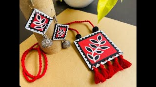 Hand Painted Necklace  How to Make Hand Painted Jewellery at Home  DIY Jewellery Tutorial [upl. by Kcirdaed]