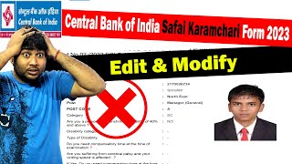 Mistakes Correction in Central Bank of India Safai Karamchari Online Form 2023  Modify amp Edit [upl. by Namzed]