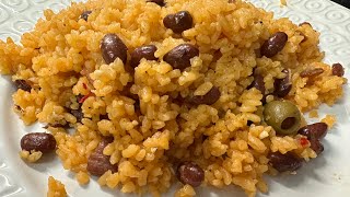 Authentic Puerto Rican Yellow Rice and Beans Recipe  Arroz con Habichuelas Coloradas Boricua [upl. by Ajnot]