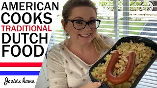 🍏🥔🍎American cooks TRADITIONAL DUTCH FOOD  Stamppot  Hete Bliksem  Jovies Home [upl. by Aisyram]