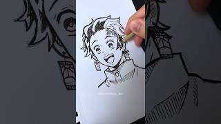 Drawing ASMR  Tanjiro Demon Slayer Satisfying Art shorts [upl. by Dranrev716]