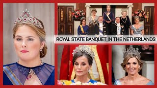 Princess Amalia attended ROYAL BANQUET in the NETHERLANDS in honor of King Felipe and Queen Letizia [upl. by Sparhawk229]