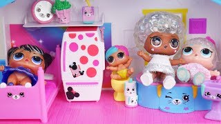 Barbie LOL Family Dollhouse Cleaning Morning Routine  Disney Toys Dolls [upl. by Fausta]