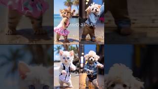 Cat and dog dance challenge 😍🤣 dogdance cat cute aicats funny catvideos [upl. by Nylyrehc]