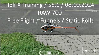 HeliX Training  581  08102024  RAW 700  Free Flight  Funnels  Static Rolls [upl. by Bigler]