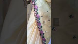 Cross Stitch Embroidery Glass Organza Saree  RP534 trending saree ahambotique fashion stlye [upl. by Enelyahs]