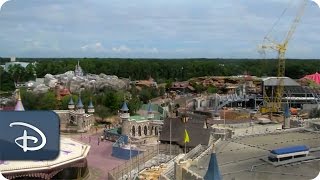 TimeLapse 2 Castles and a Mountain Emerge in New Fantasyland  Walt Disney World [upl. by Nythsa]