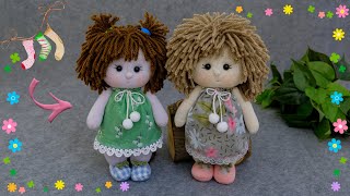 Мои любимые девочки❤️Из носков без клея без швейной машинки🧵Мягкие теплые и очень уютные куклы🧦 [upl. by Lledualc]