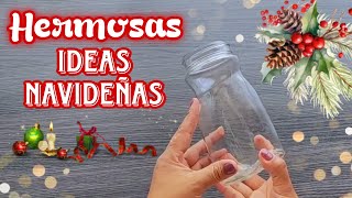 RECICLA TUS FRASCOS Y CREA HERMOSAS ADORNOS NAVIDEÑOS  Ideas Navideñas con frascos [upl. by Iknarf]