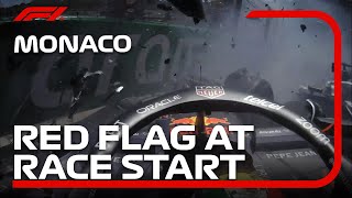 Huge Crash At The Race Start  2024 Monaco Grand Prix [upl. by Sidoon]