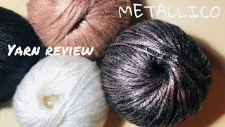 YARN REVIEW  METALLICO first time use  crochetlyn [upl. by Attesor]