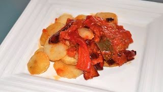 Llampuga con pimientos  Llampuga amb pebres  Recetas Mallorquinas [upl. by Jeth260]