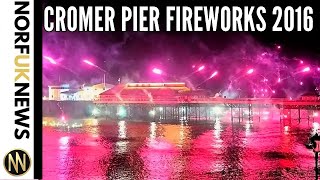 Breathtaking New Year fireworks on Cromer Pier mark start of 2016 North Norfolk UK [upl. by Wohlert]