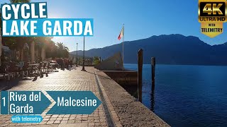 Lake Garda  Riva del Garda to Malcesine  Indoor Cycling Video with telemetry [upl. by Nylia]