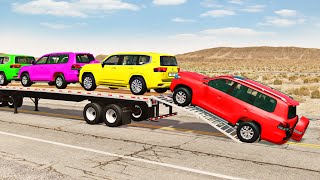 Flatbed Truck Mcqueen  Transportation with Truck  Pothole vs Car 207  BeamNGDrive [upl. by Htilil]