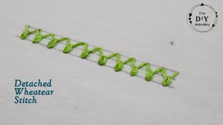 Detached Wheatear Stitch  Basic Hand Embroidery Stitch Part  22  How To Sew Step By Step [upl. by Roy]