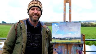 Plein Air Oil Painting  January landscape in Cornwall [upl. by Esidarap]