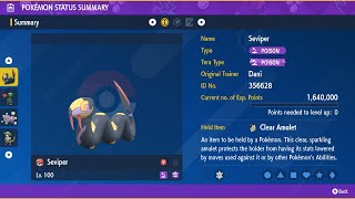 Seviper  Solo  7 Star Serperior Raid  Pokemon ScarletViolet [upl. by Eciryt578]