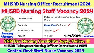 Staff Nurse Vacancy 2024MHSRB Staff Nurse Recruitment 2024Nursing Vacancy 2024Staff Nurse Vacancy [upl. by Risser]