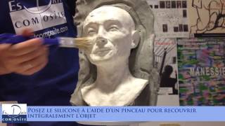 Comment faire  Moulage en 2 parties dune tête sculptée en silicone [upl. by Luz83]