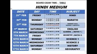 Board exam time table class 10 2025 [upl. by Navy594]