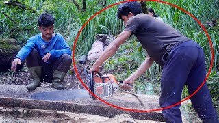 Sanjip Cutting wood with friends II Anita amp Adhiraj Carrying woods [upl. by Nohcim]