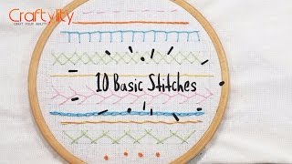 DIY Hand Embroidery Stitches Tutorial for Beginners  Learn 10 Simple Hand Embroidery Stitches Ideas [upl. by Deloris304]