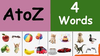 A to Z 4 Words with Pictures  4 Angrezi Shabd  A For Apple  Learn English Words [upl. by Halstead]