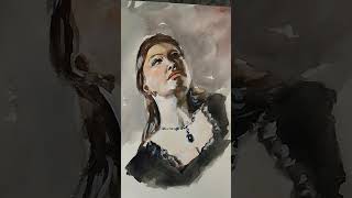 Pintura aquarela Watercolor painting retratoemaquarela watercolorportrait vibekestene arte [upl. by Ewnihc]