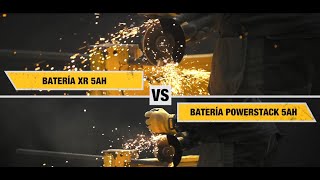 DEWALT® España  ¿La Amoladora DCG405 rinde más con la batería POWERSTACK XR o XR 18V ES [upl. by Kunz]